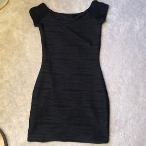 Black textured Mini dress